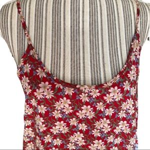 L Love Red Floral Spaghetti Strap Dress Size Medium